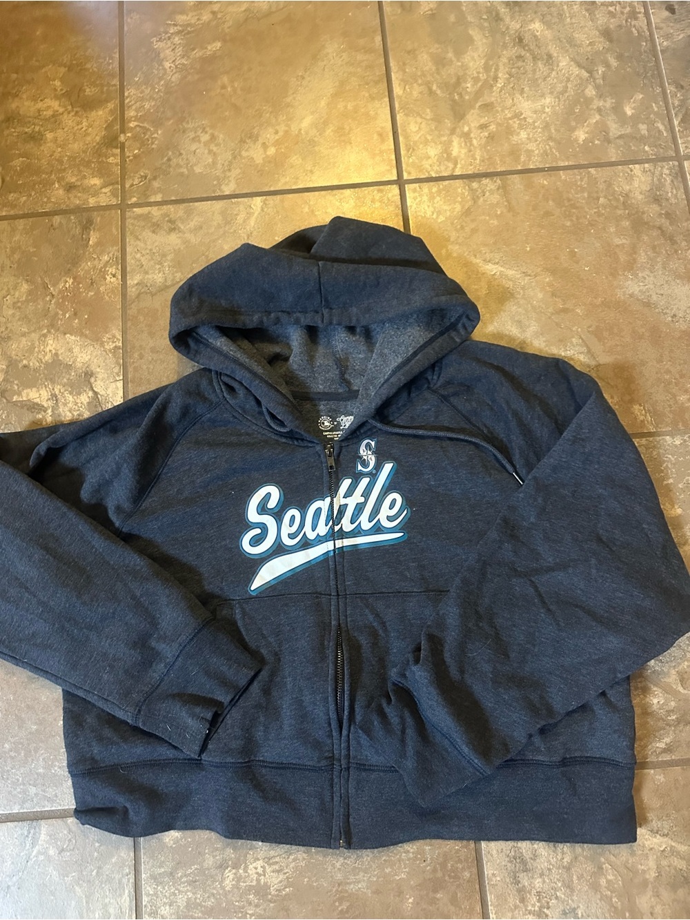 Seattle Script Zip Hoodie Jacket - Navy Blue